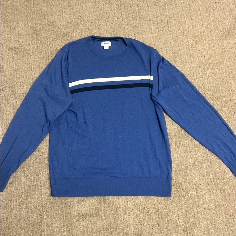 Old Navy Large Men's Blue Striped  Lightweight Sweater